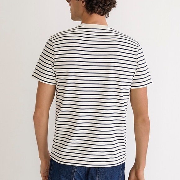 J crew ivory navy Cotton T-shirt in stripe - Picture 4 of 5